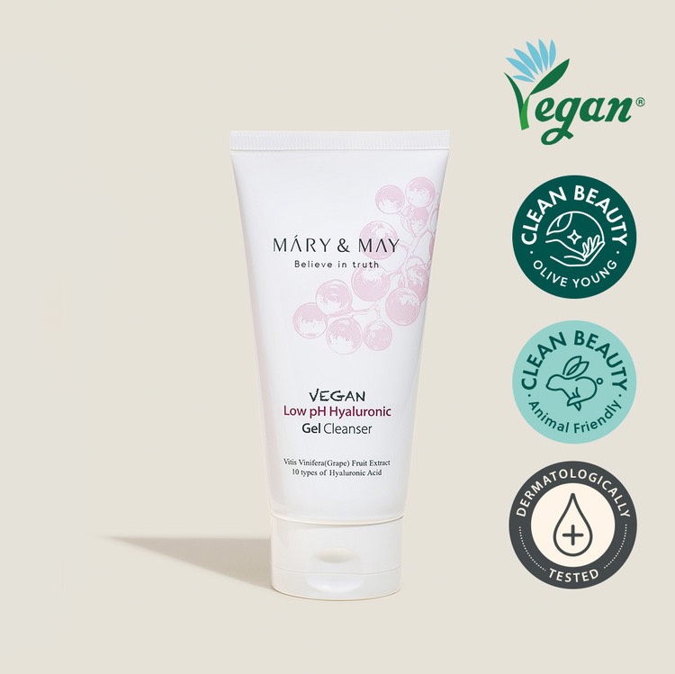 غسول فوم منخفض الph بالهايلورونيك [Mary&May] Vegan Low pH
Hyaluronic Gel to Foam cleanser